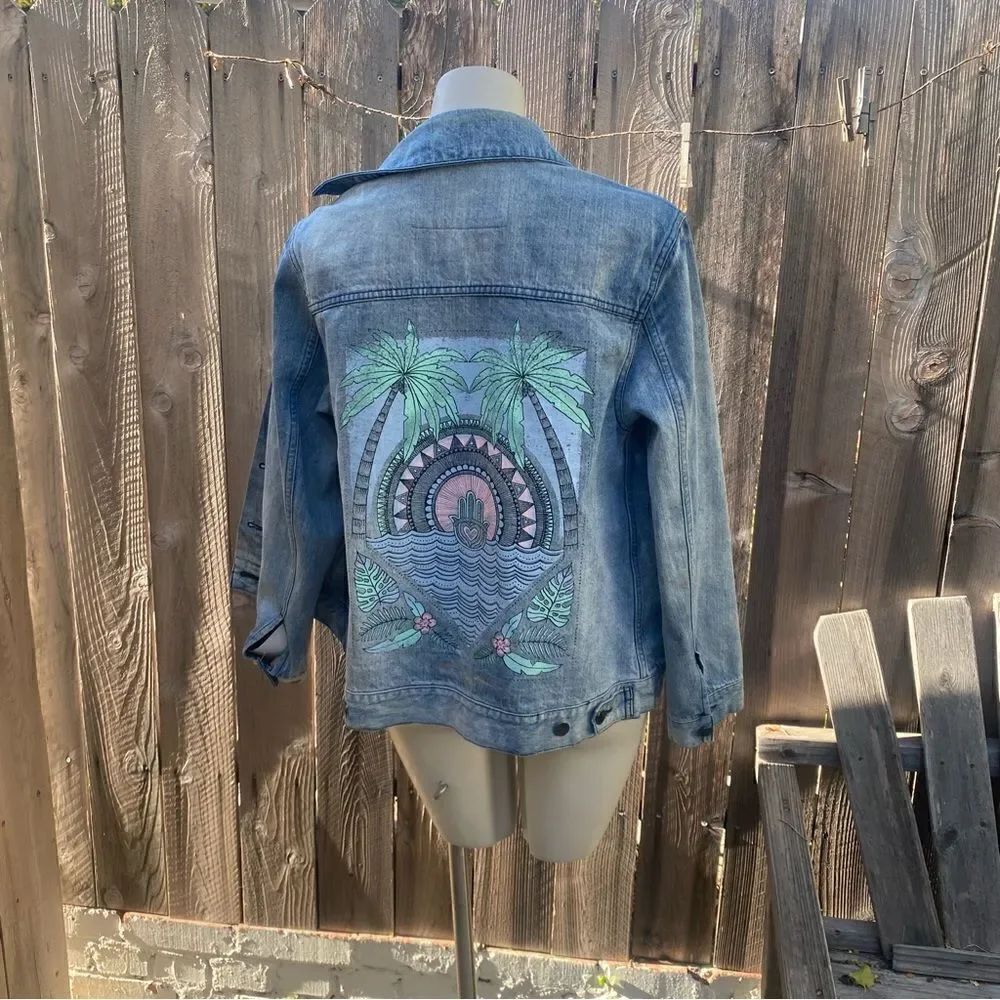 Spiritual Gangster Hamsa Denim Jacket Size Small - Picture 8 of 13